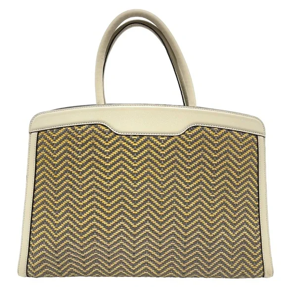 Auth Bvlgari Isabella Rossellini Leather White x Multicolor Handbag - Picture 2 of 16